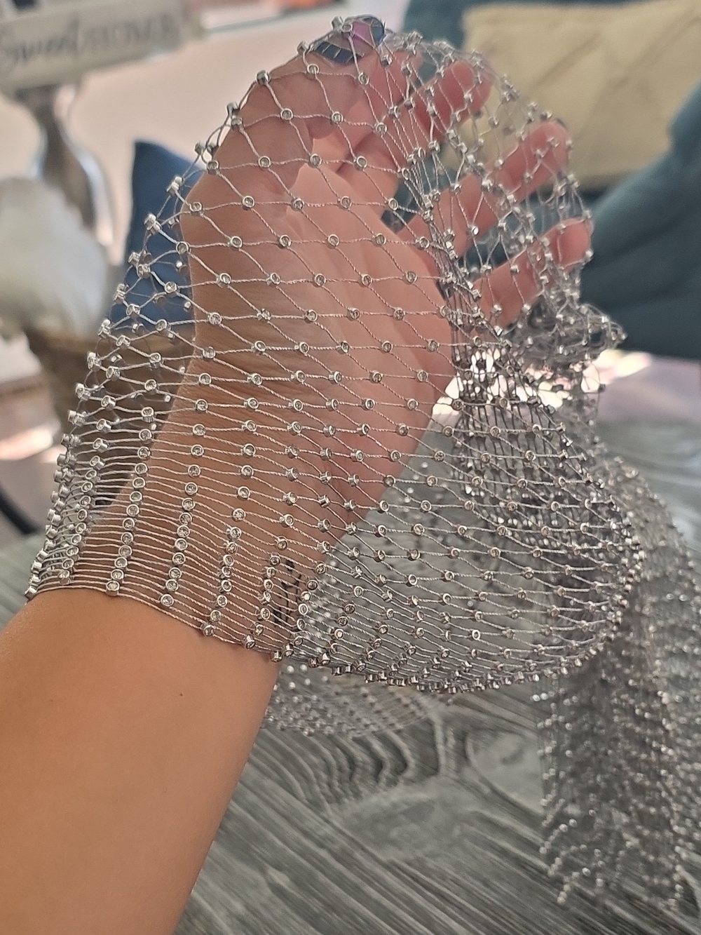 Silver Mesh Statement Headpiece- Women Jewelry